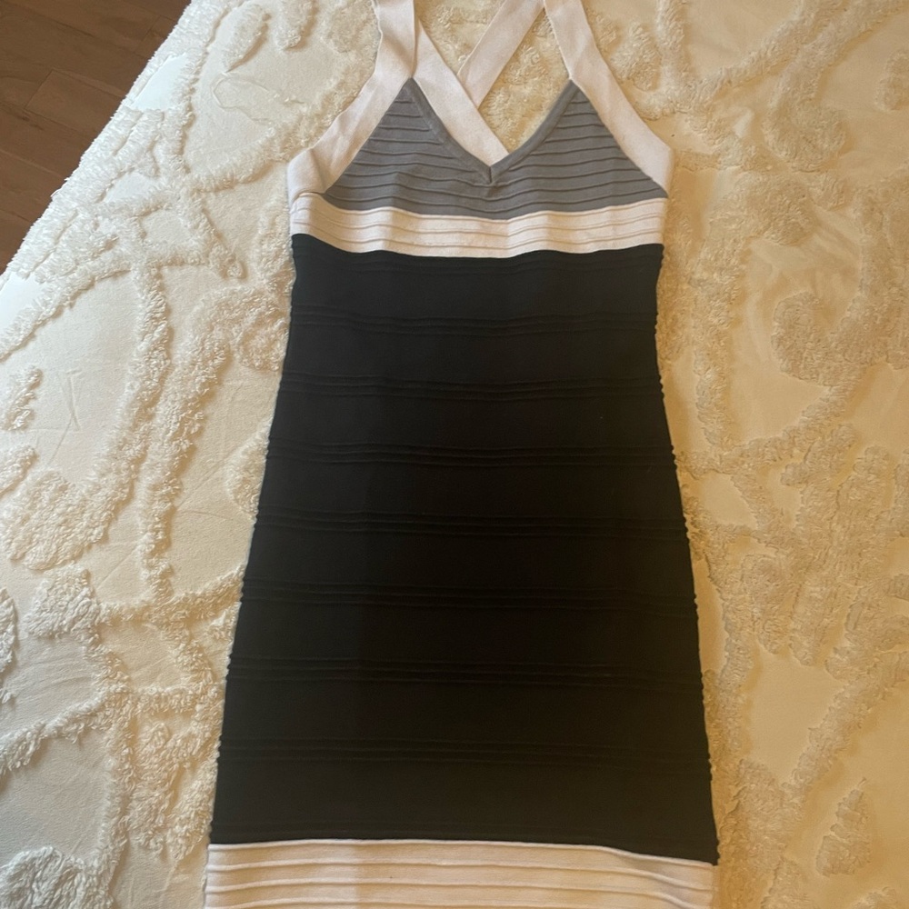 Elegant Black and White Striped summer Dress